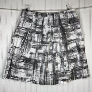Chico's Pleated Skirt Gray White Pattern Lined 1.5